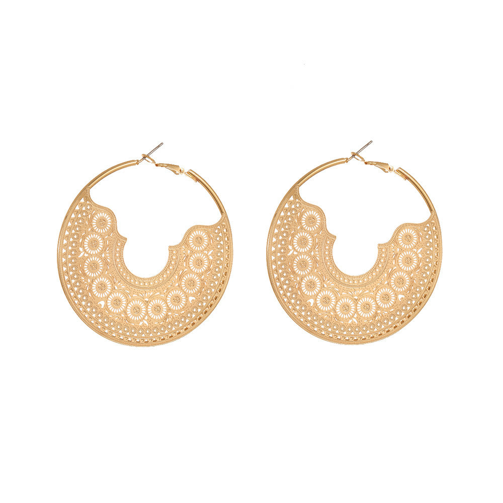 Women's Openwork Circular C-Shaped Earrings