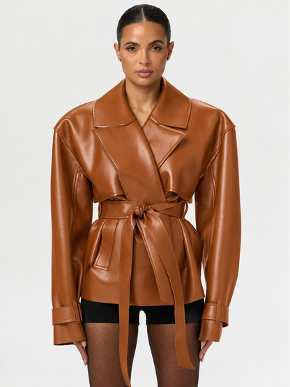 Fitted PU Leather Jacket