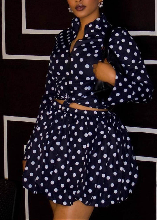 Navy Polka Dot Two-Piece Set