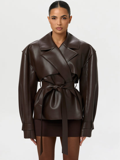 Fitted PU Leather Jacket