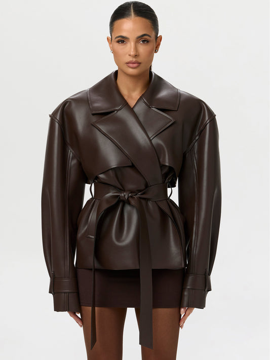 Fitted PU Leather Jacket