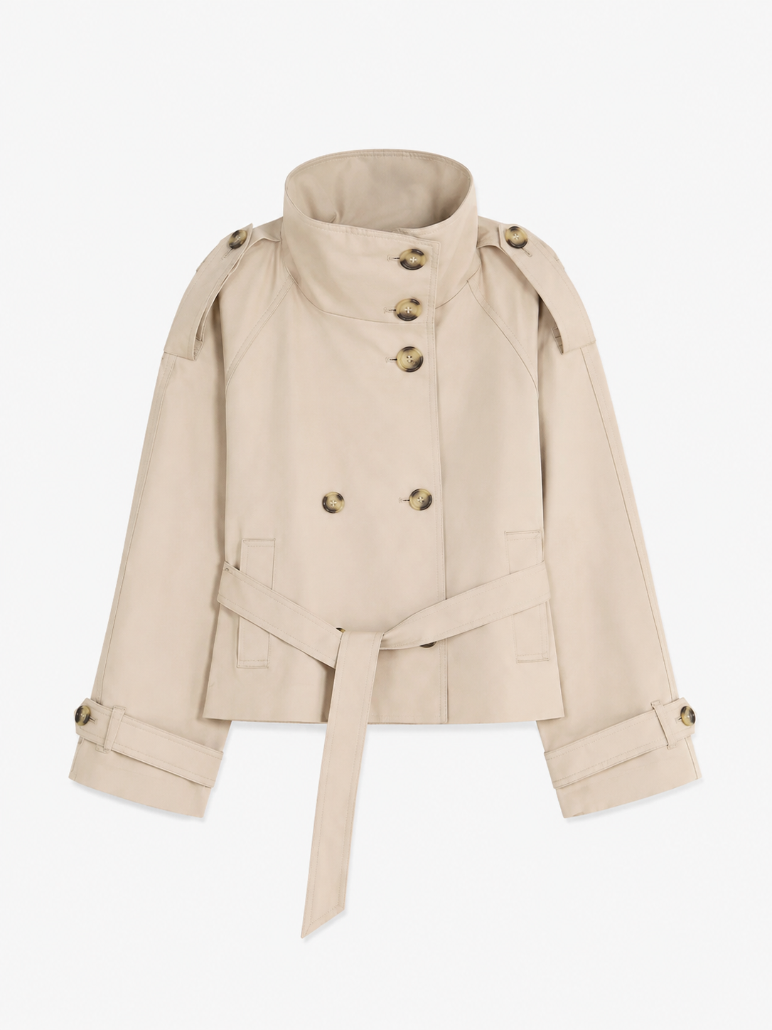 Stand Collar Double-Breasted Trench