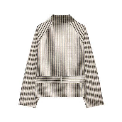 Checked Short Trench Coat