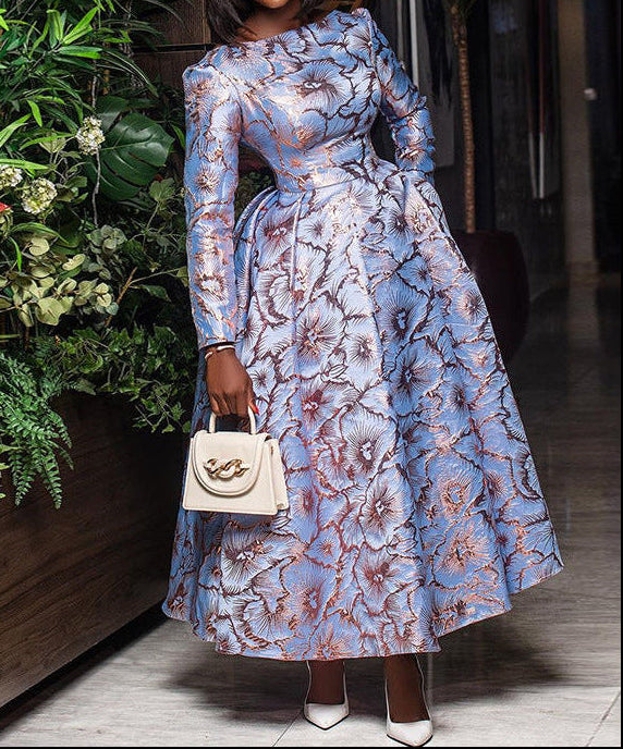 Elegant Long-Sleeve A-Line Pleated Dress
