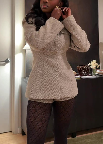 Round Neck Tailored Slim Waist Jacket