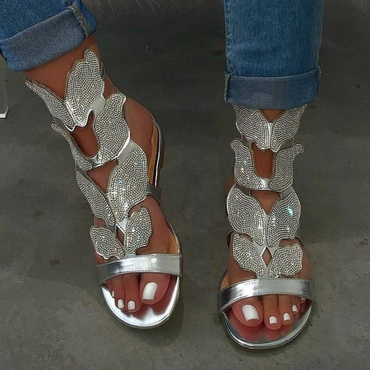 Plus-size Rhinestone Flat Sandals