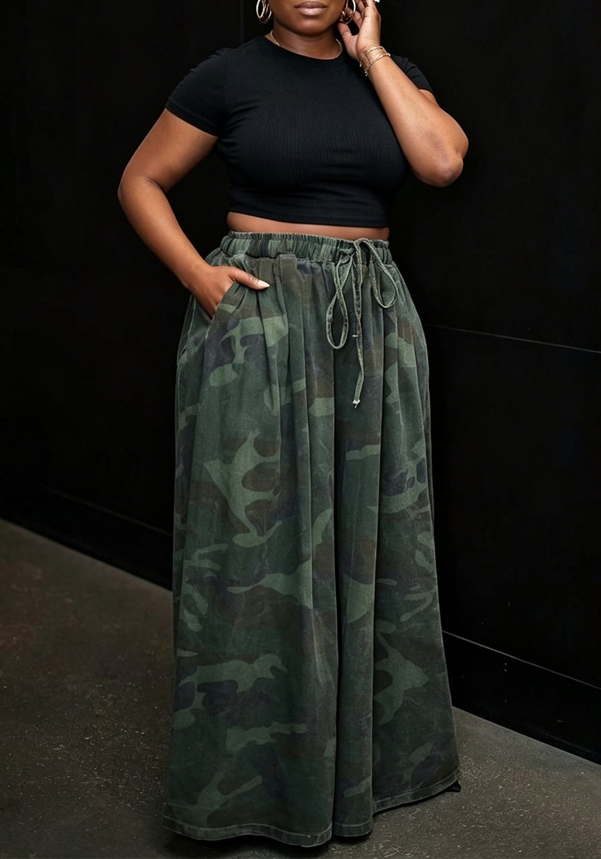 Camouflage Wide-leg Pants