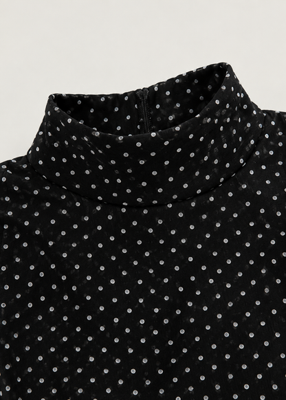 Stylish Polka-Dot Shirt with Bow Detail And Matching Long Skirt Set