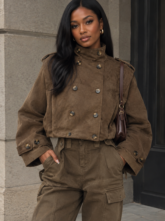 Autumn 2026 New Fashion Suede Cropped Jacket