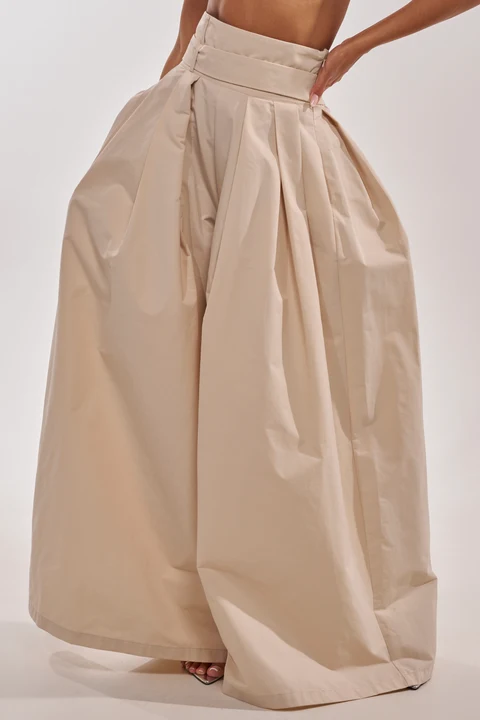 High Waist Pleated Wide Leg Flowy Pants