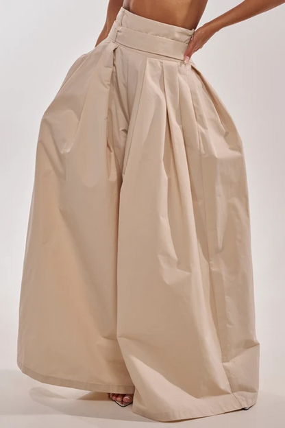 High Waist Pleated Wide Leg Flowy Pants
