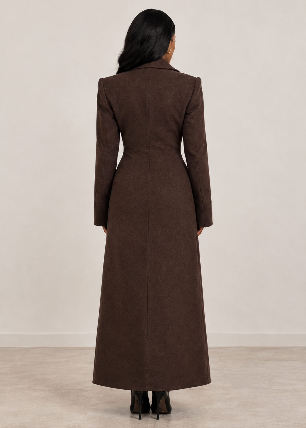 Waist-Cinched Maxi Suit Coat