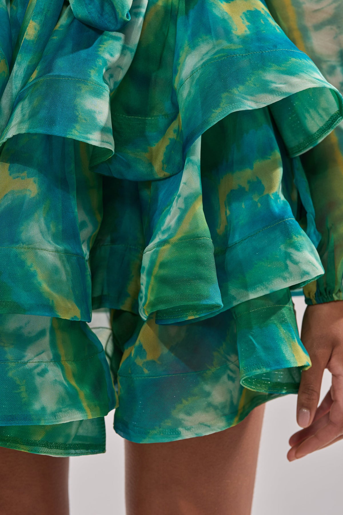 Tie-Dye Ruffle Hem Mini Dress