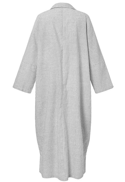 Striped Cotton Maxi Shirt Dress