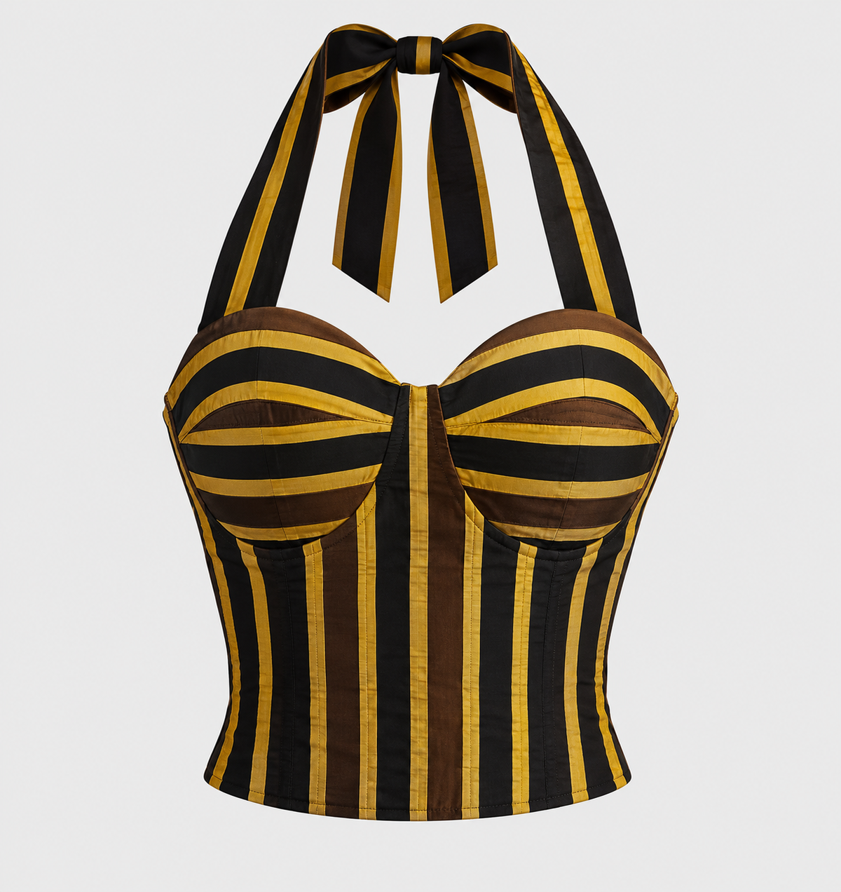 Striped Print Patchwork Ruffle Set