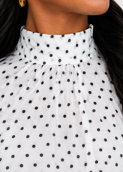 Long-sleeved Polka Dot Maxi Dress Two-piece Set