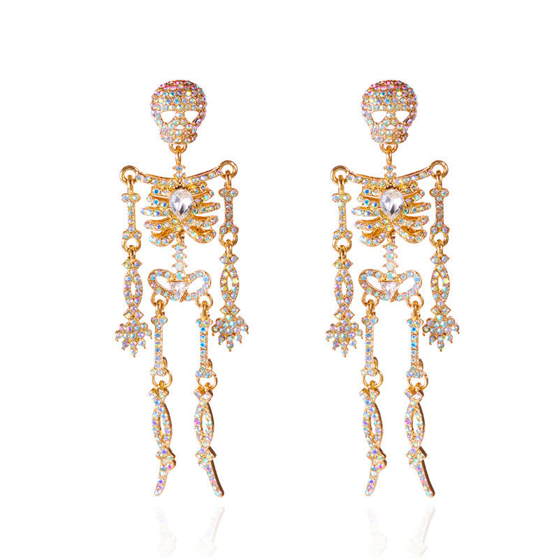 Halloween Series Rhinestone Skull Earrings