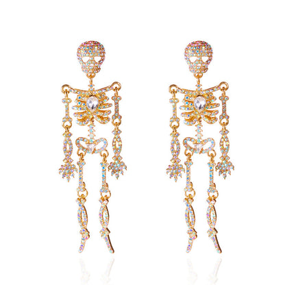 Halloween Series Rhinestone Skull Earrings