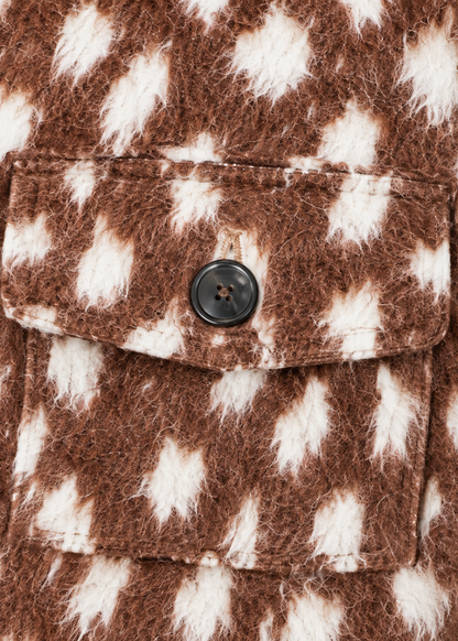 Fuzzy Printed Crop Zip Jacket