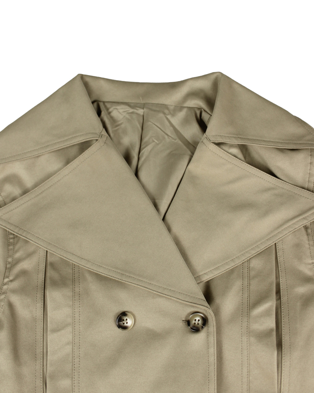 Lapel-collar Belted Cropped Trench Coat