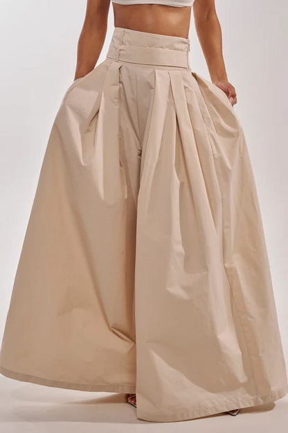 High Waist Pleated Wide Leg Flowy Pants