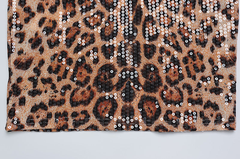 Lace And Leopard-print Sequin Camisole Dress
