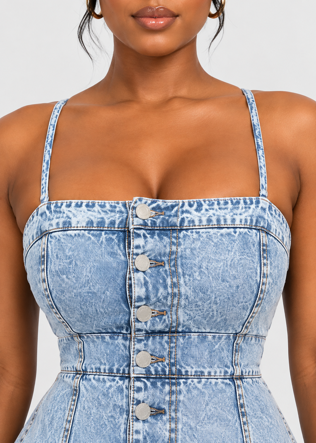 Women's Sling Denim Wide Leg Jumpsuit