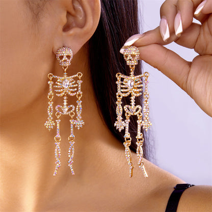 Halloween Series Rhinestone Skull Earrings
