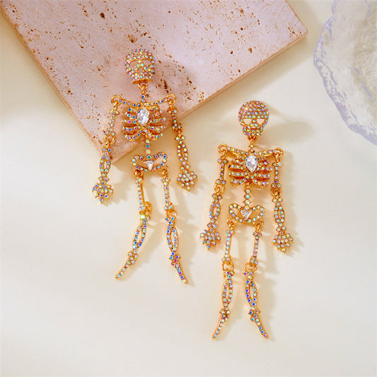 Halloween Series Rhinestone Skull Earrings