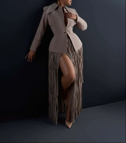 Autumn 2026 New Arrival: Two-Piece Set with Long Tasseled Skirt