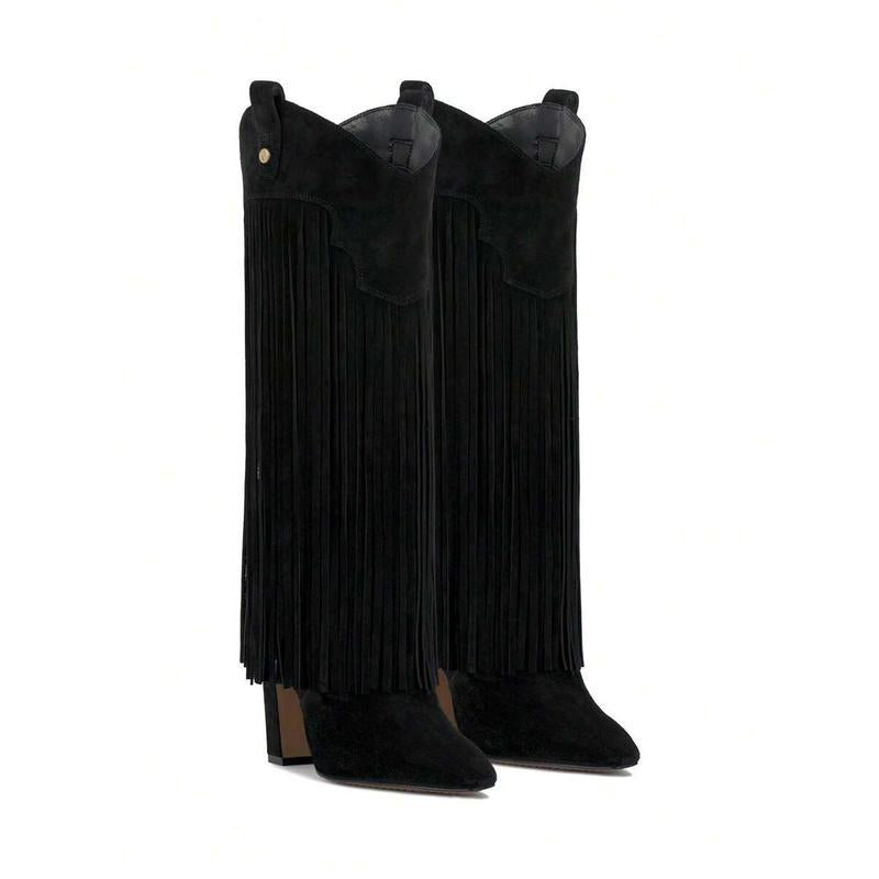 Suede Fringe Western Boots