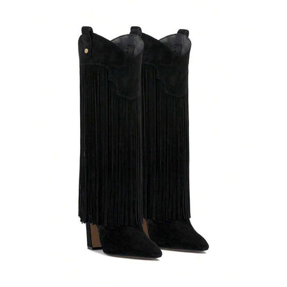 Suede Fringe Western Boots