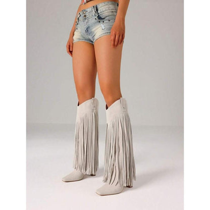 Suede Fringe Western Boots