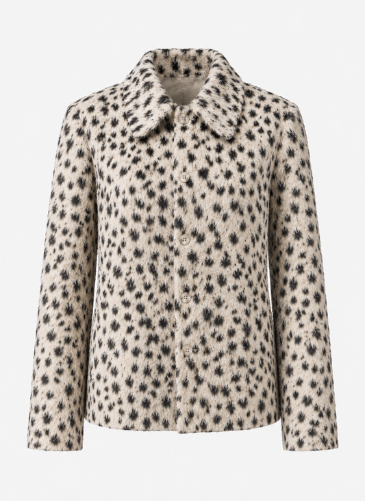 Leopard-print Faux Fur Cropped Jacket