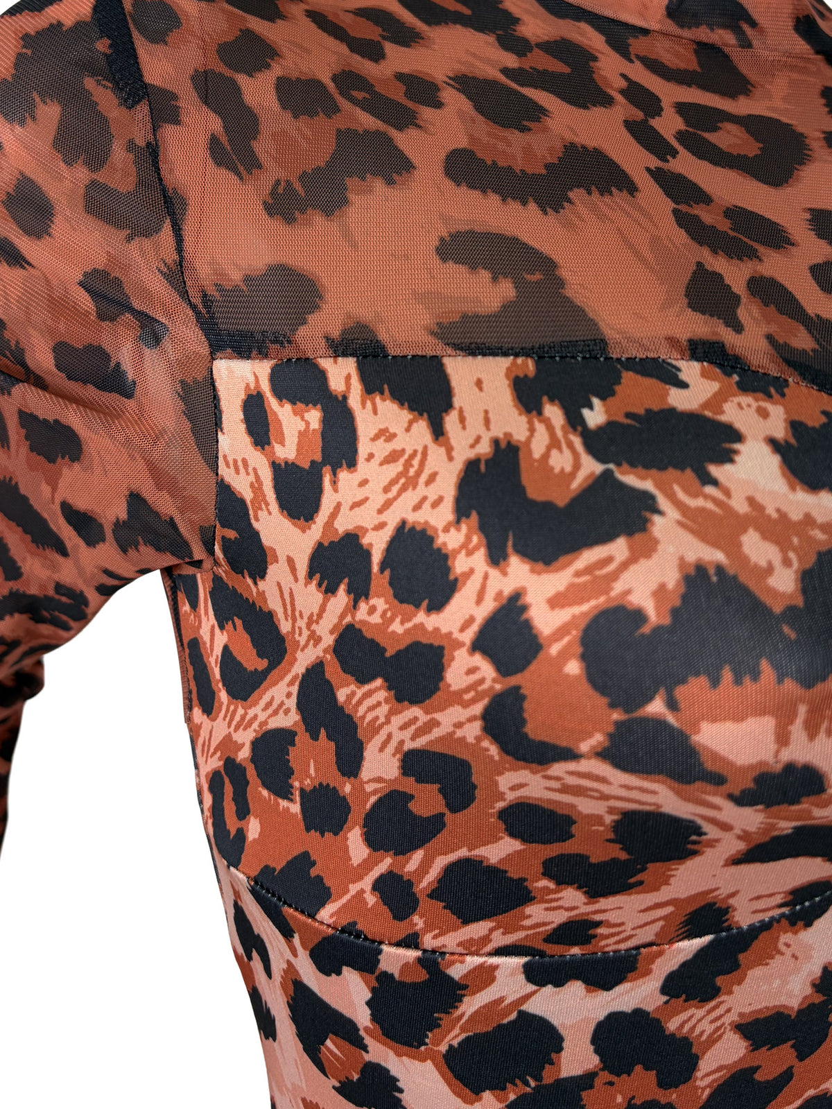 Sexy Mesh Leopard Print Jumpsuit
