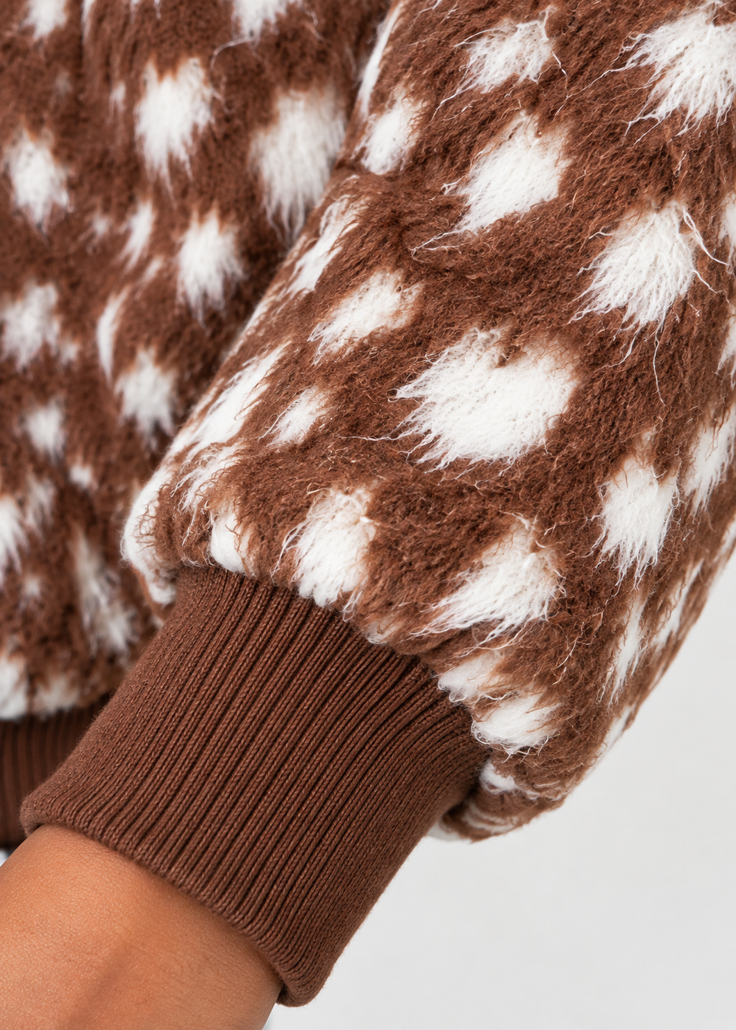 Fuzzy Printed Crop Zip Jacket