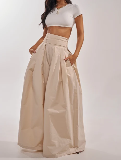 High Waist Pleated Wide Leg Flowy Pants