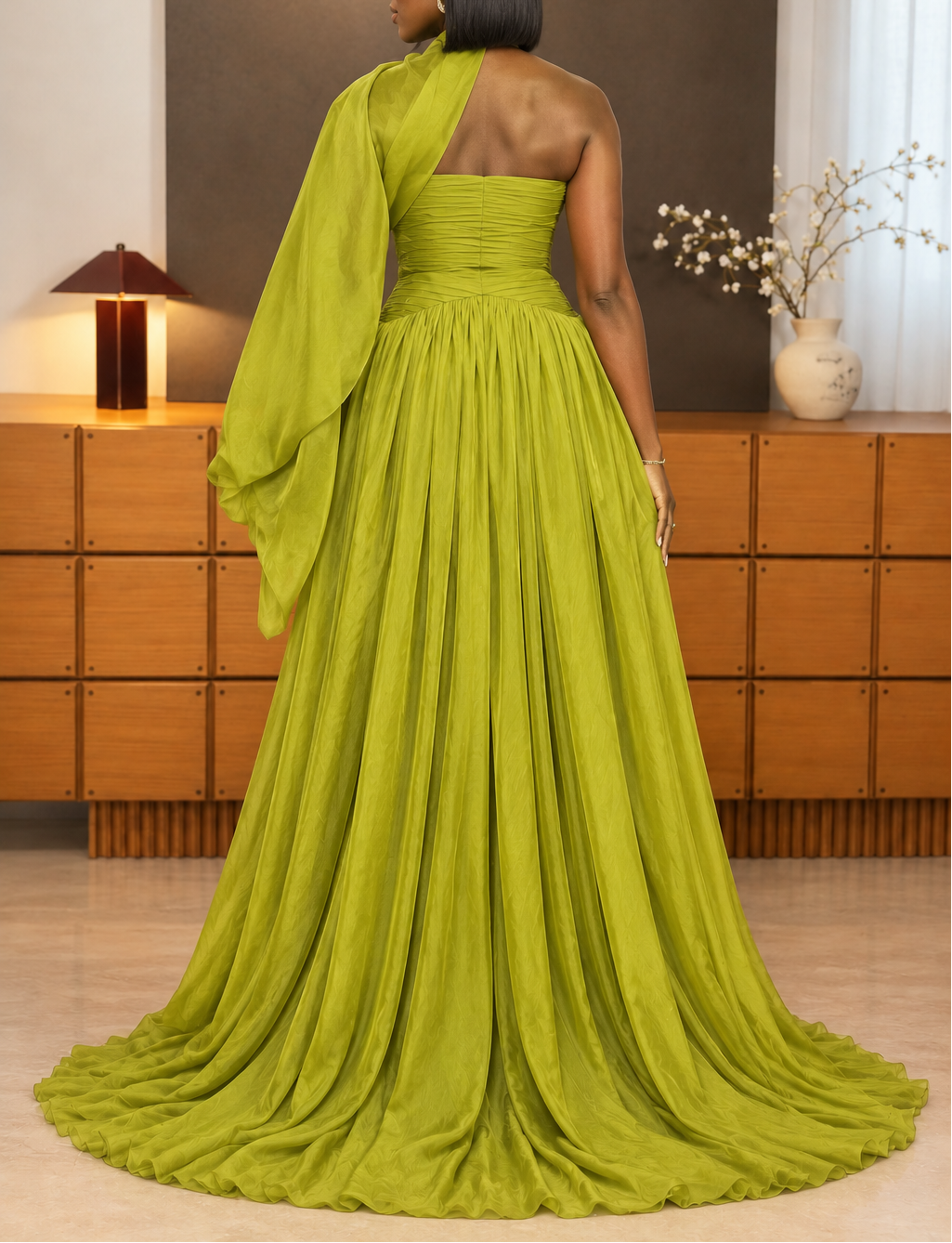Elegant Solid-color Formal Dress