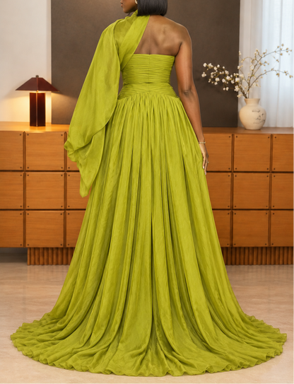 Elegant Solid-color Formal Dress