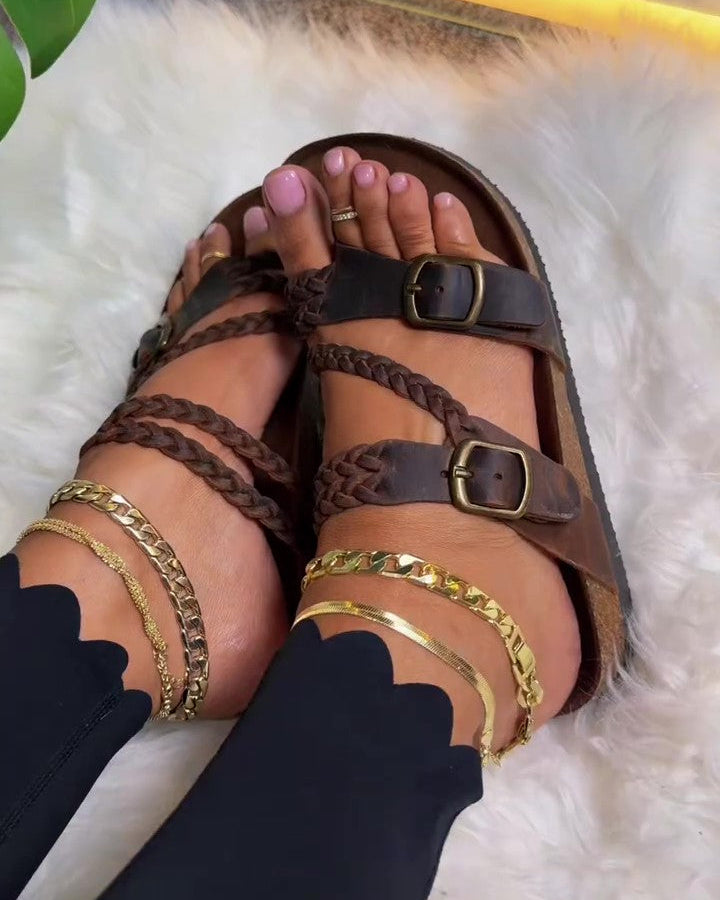 Woven Multi-strap Platform Beach Sandals