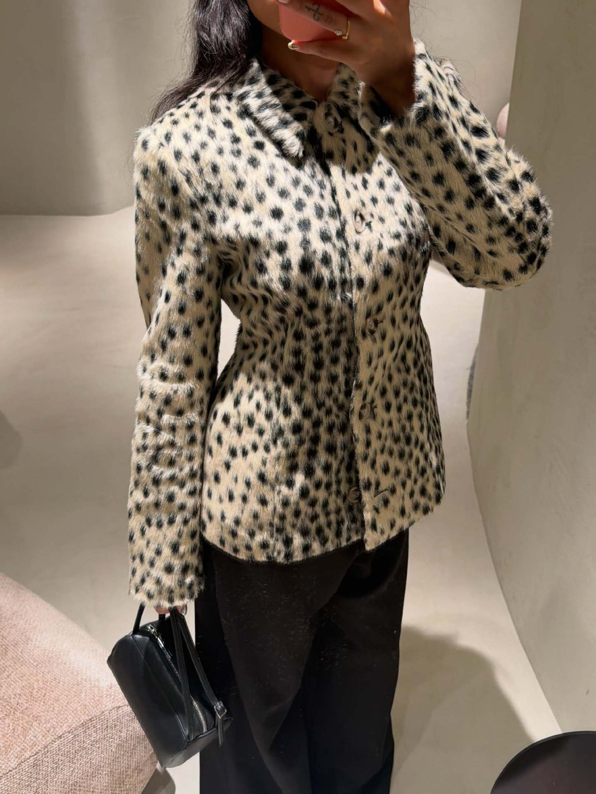 Leopard-print Faux Fur Cropped Jacket