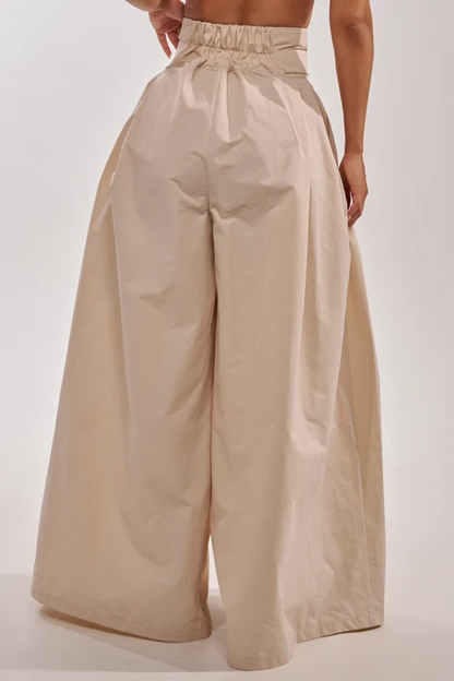 High Waist Pleated Wide Leg Flowy Pants
