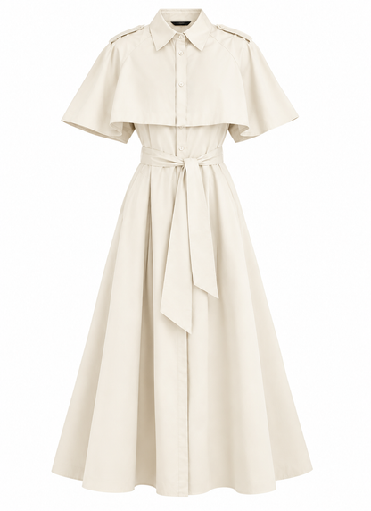 Cape-style Mid-length Coat-dress