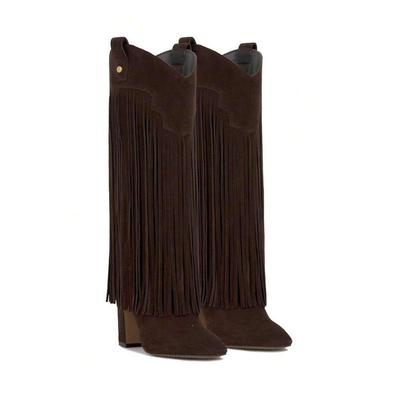 Suede Fringe Western Boots
