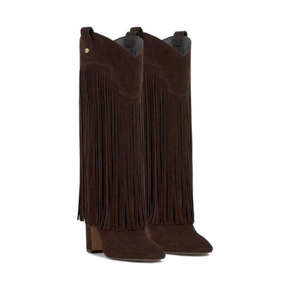 Suede Fringe Western Boots