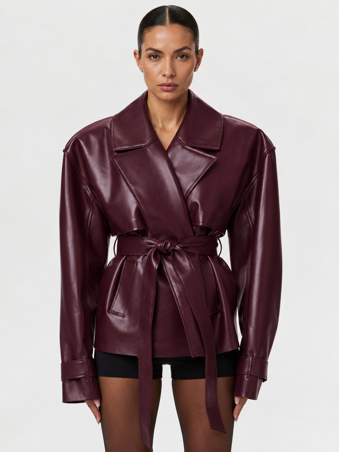 Fitted PU Leather Jacket