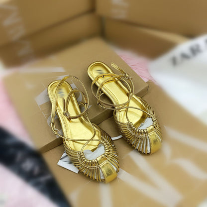 Women's Minimalist Solid-color Flat Cutout Sandals