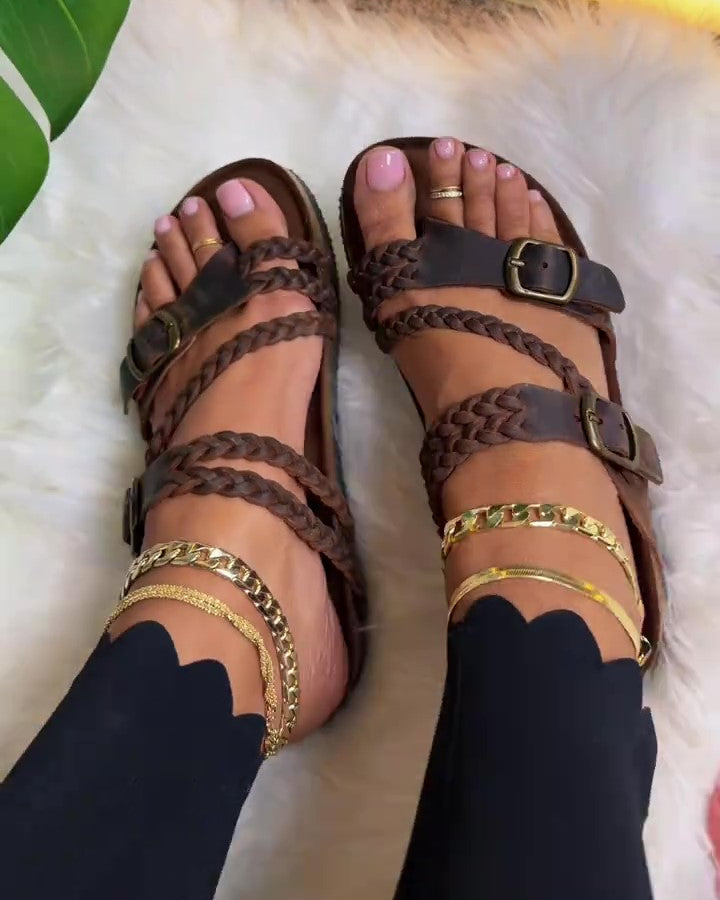 Woven Multi-strap Platform Beach Sandals