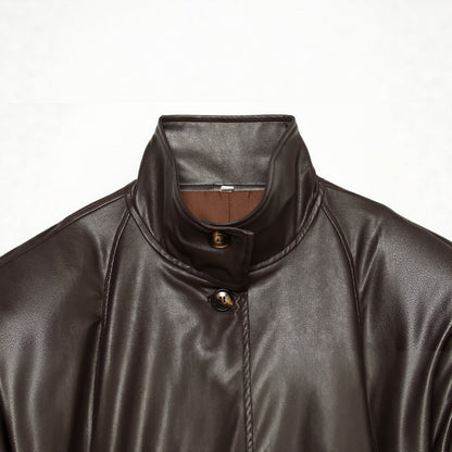 Padded-shoulder Trench-style Jacket