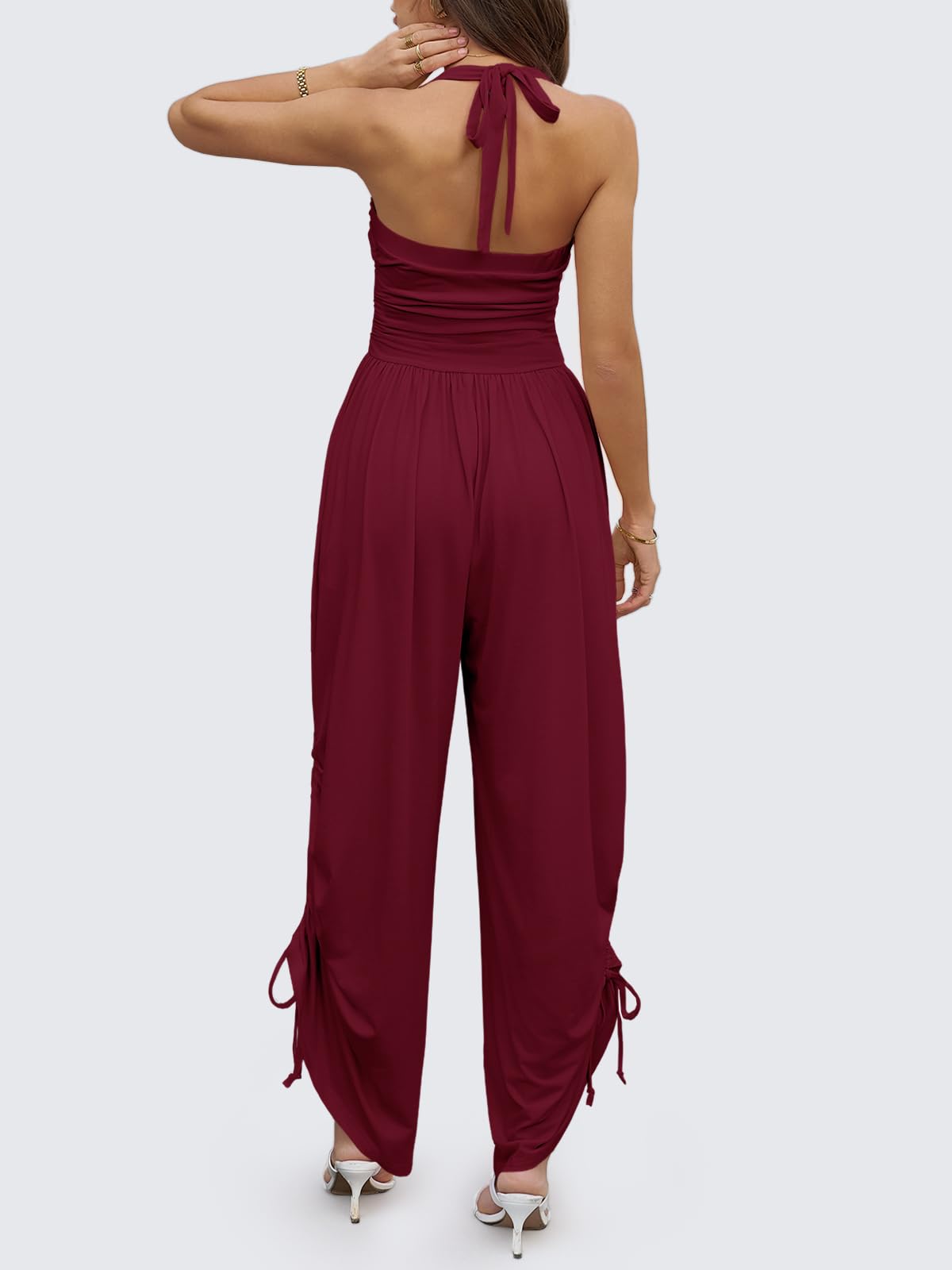 Halter Backless Barrel Wide Leg Jumpsuit